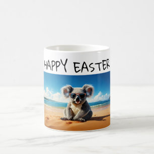 Caneca De Café Koala em um Felz pascoa de praia arenoso