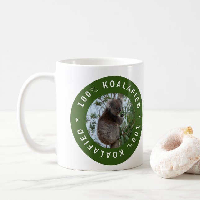 Caneca De Café Koala Koalafied Qualified Cute Animal da Austrália (Com Donut)