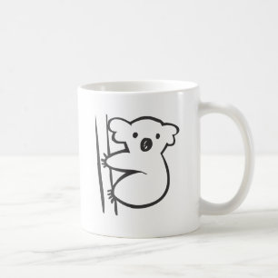 Caneca De Café Koala novo em uma árvore no esboço preto e branc