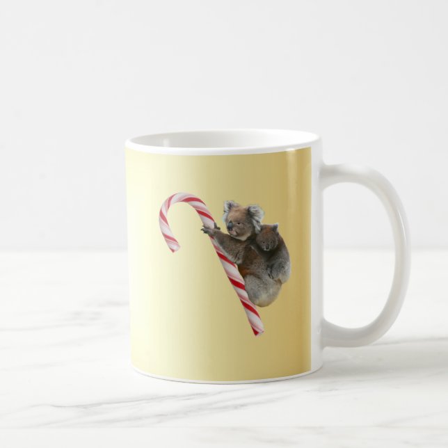 Caneca De Café Koalas de Natal em Candy Cane (Direita)