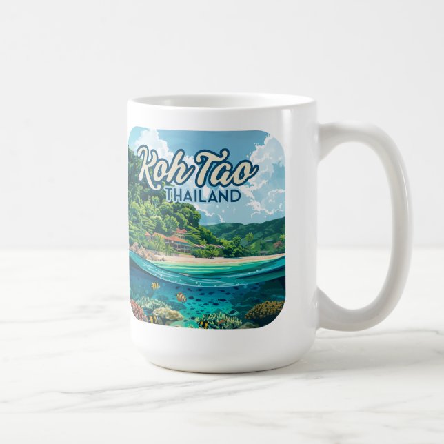 Caneca De Café Koh Tao Thailand Asia Scuba Diving Beach Island (Direita)