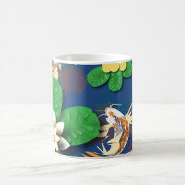 Caneca De Café Koi Carp e Lotus Flowers