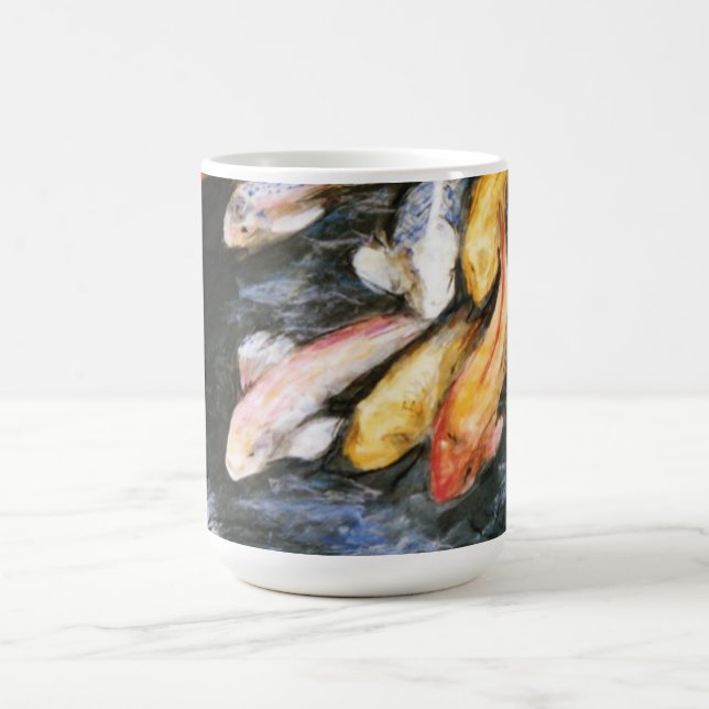 Caneca De Café Koi Fish Pond Art Painting Mug (Centro)