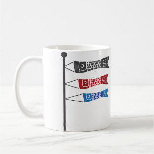 Caneca De Café Koinobori ou Carpas Bandeirolas
