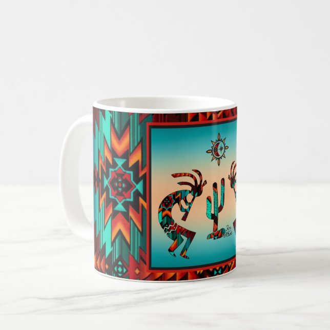 Caneca De Café Kokopelli E Cactus (Frente Esquerda)