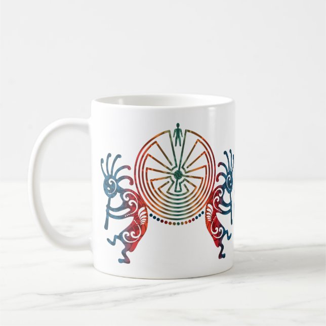 Caneca De Café KOKOPELLI/HOMEM NO LABIRINTO + seu monograma (Esquerda)