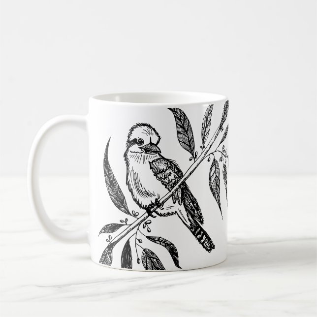 Caneca De Café Kookaburra Preto e Branco no Desenho de Ramificaçã (Esquerda)
