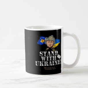 Caneca De Café Kosovo Apoia a Ucrânia Volodymyr Zelenskyy Bandeir