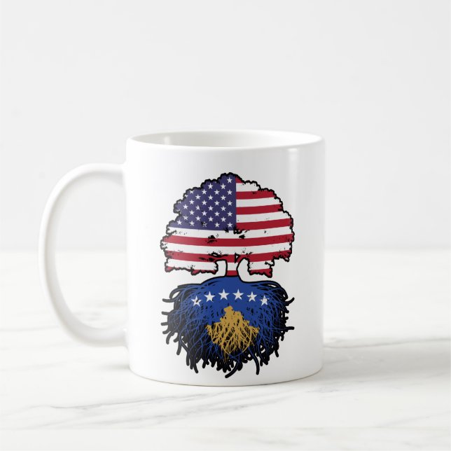 Caneca De Café Kosovo Kosovar American USA Estados Unidos América (Esquerda)