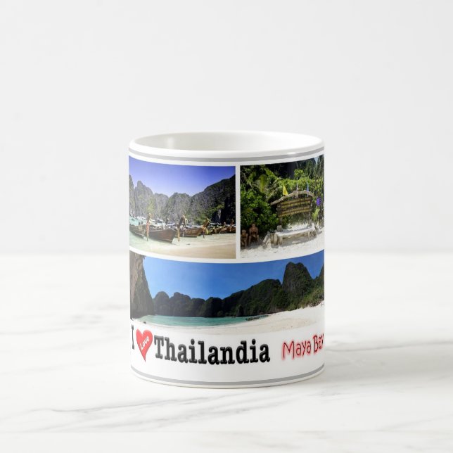 Caneca De Café Krabi - Maya Bay - Tailândia - I Love - (Centro)