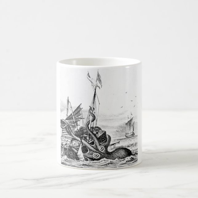 Caneca De Café Kraken/polvo Eatting um navio de pirata, (Centro)