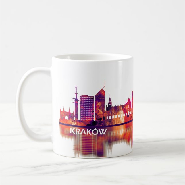 Caneca De Café Krakow Polônia Skyline (Esquerda)