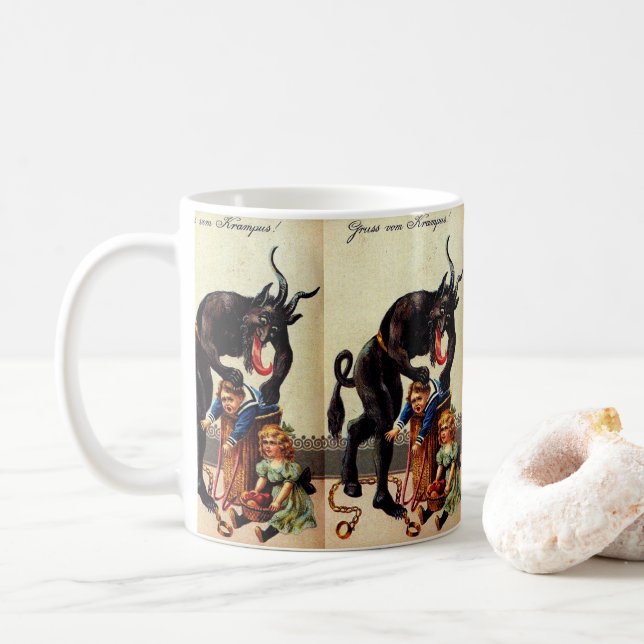 Caneca De Café Krampus Kids no Natal de Basket Holiday (Com Donut)