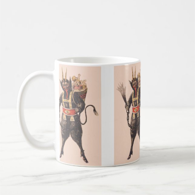 Caneca De Café Krampus Seqüestrando Crianças com Chibata (Esquerda)