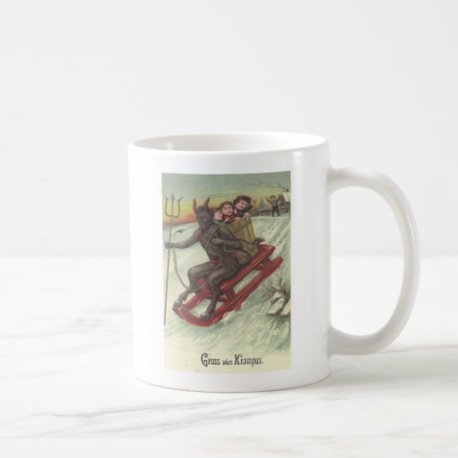 Caneca De Café Krampus Sequestrando Crianças Em Sleigh (Direita)