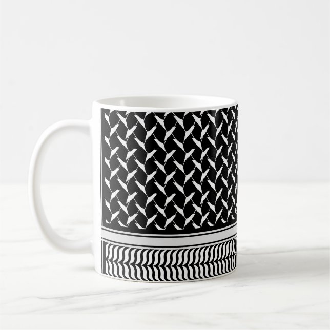 Caneca De Café Kufiya Palestiniano | Keffiyeh preto (Esquerda)