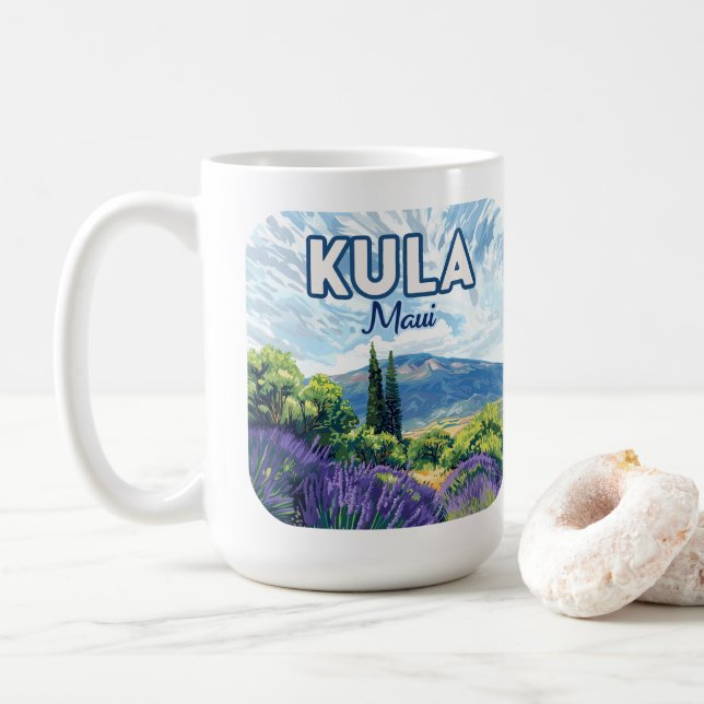 Caneca De Café Kula Maui Haleakala Hawaii - Lavanda Retro (Com Donut)