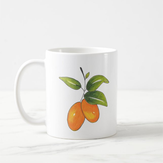 Caneca De Café Kumquats Desenhado à Mão (Esquerda)