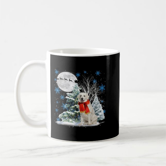 Caneca De Café Kuvasz Sob Moonlight Snow Christmas Pajama 78 (Esquerda)