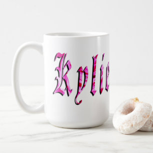 Caneca De Café "Kylie" Floral Rosa Nome Kylie,