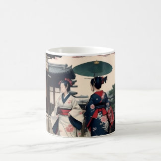 Caneca De Café Kyoto Spring Walk Kimono Mug – Cherry Blossom Scen
