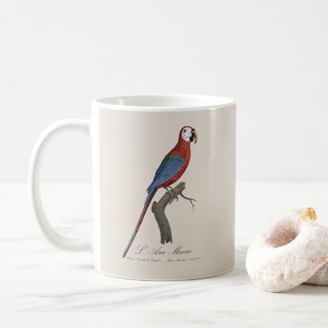 Caneca De Café L' Ara Macao / Red and green Macaw (Com Donut)
