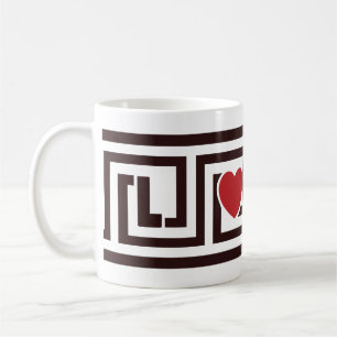 Caneca De Café L-Heart-VE Modern Grego Key