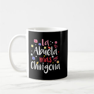 Caneca De Café La Abuela Mas Chingona Vovó Espanhola Floral