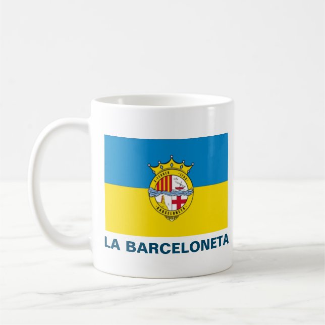 Caneca De Café La Barceloneta (bandeira, bairro de Barcelona) (Esquerda)