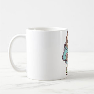 Caneca De Café Lã Bonita Em Hoodie E Sneakers Com Chá De Bolha