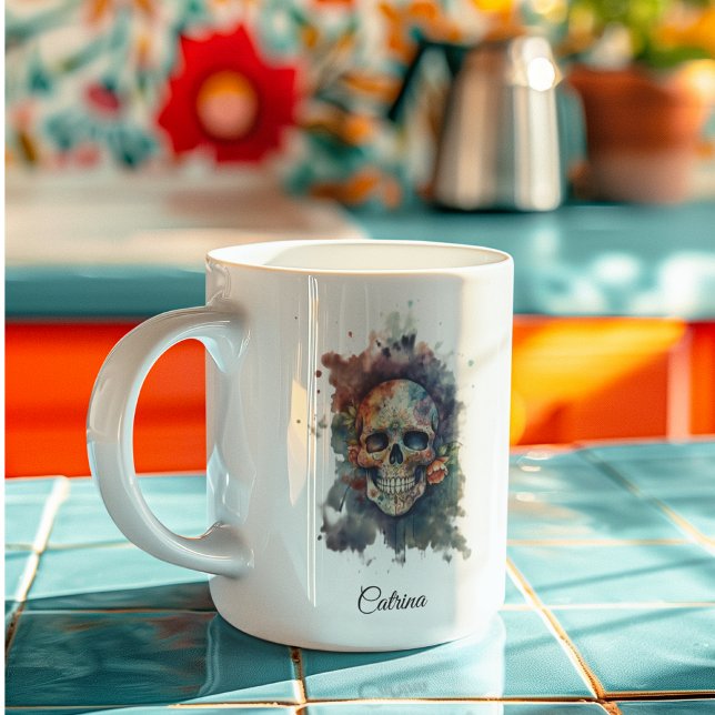 Caneca De Café La Calavera Hermosa, costume (Criador carregado)