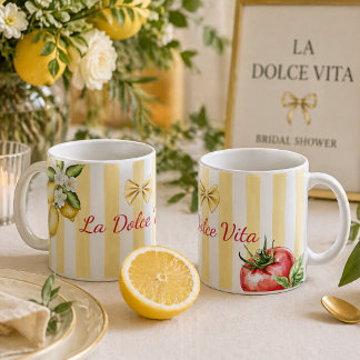 Caneca De Café La Dolce Vita Presente de Citrino Italiano e Tomat