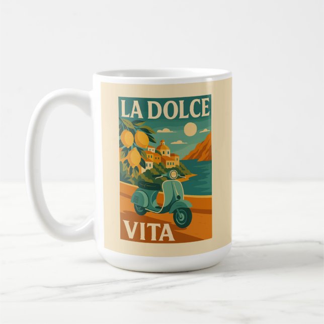 Caneca De Café La Dolce Vita - Viagem da costa italiana retrô (Esquerda)