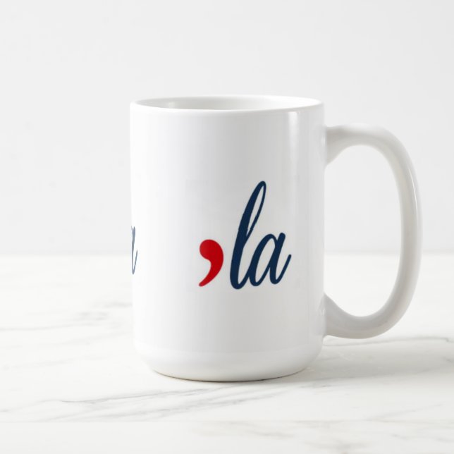 Caneca De Café LA para Kamala Harris. Branco, vermelho, azul (Direita)