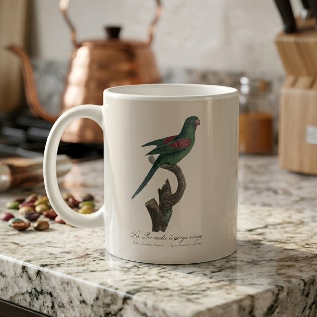 Caneca De Café La Perruche, um desfiladeiro (Orange-Chinned Parakeet, Brotogeris jugularis. Coffee Mug)