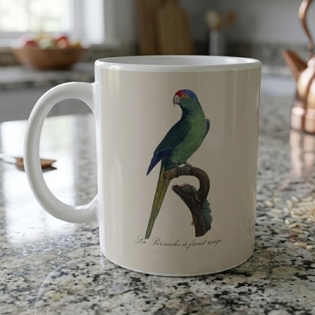 Caneca De Café La Perruche, uma coroa (Orange-Fronted Parakeet, Eupsittula Canicularis. Coffee Mug)