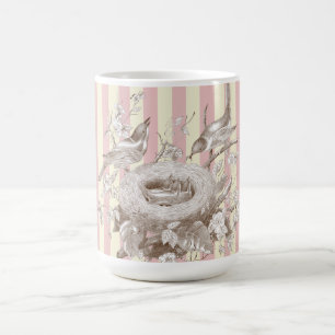 Caneca De Café La Petite Famille em fundo rosa e creme