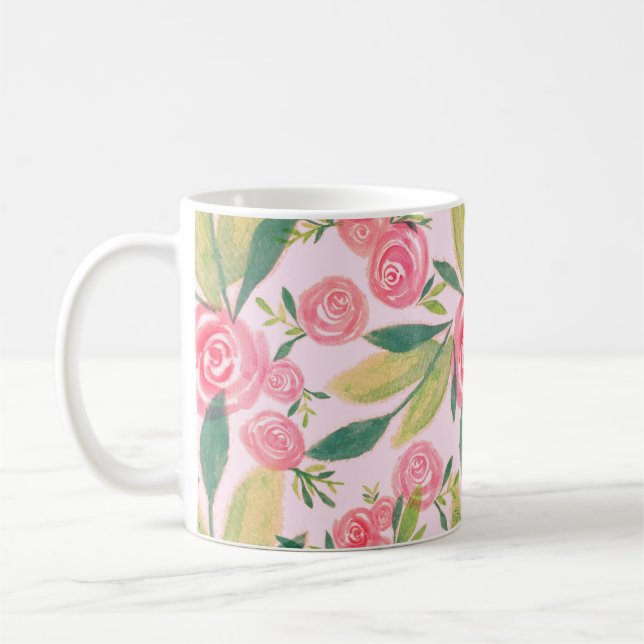 Caneca De Café La Rosa Whimsy Dourada Floral Mug (Esquerda)