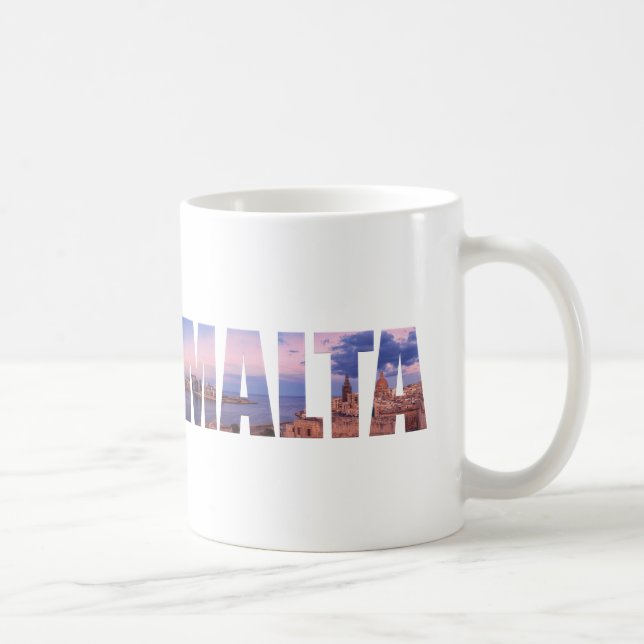 Caneca De Café La Valletta Vtown e porto texto Malta (Direita)