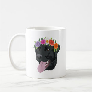 Caneca De Café Lab Preto da Coroa Flor