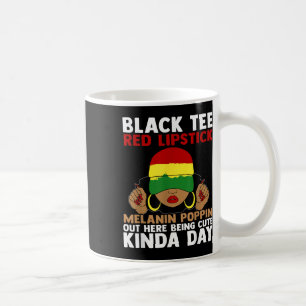 Caneca De Café Lábio Vermelho Negro Melanina Cava Aqui Bei