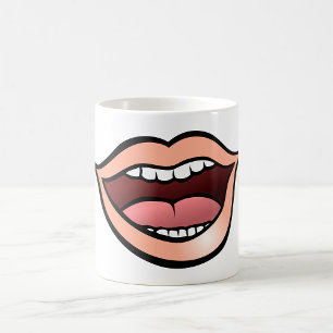 Caneca De Café Lábios Boca Aberta Língua Dentes