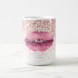 Caneca De Café Lábios Brilhantes Rosa