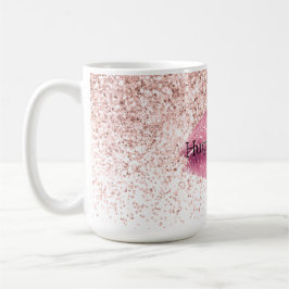 Caneca De Café Lábios Brilhantes Rosa