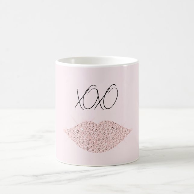 Caneca De Café Lábios Brilho Rosa XOXO (Centro)