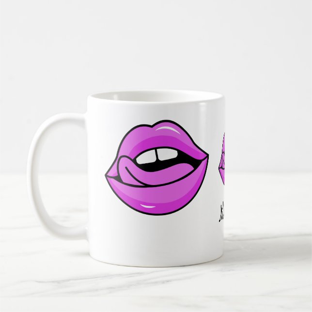 Caneca De Café Lábios cor-de-rosa com nomes personalizados (Esquerda)