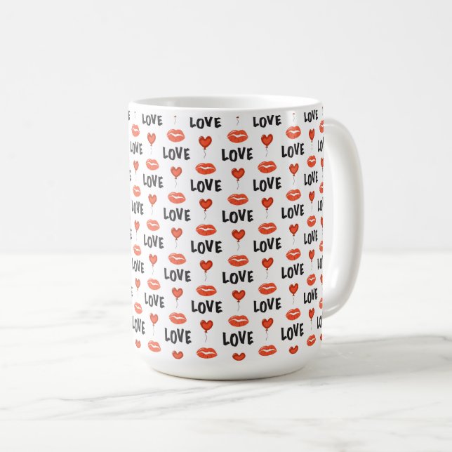 Caneca De Café Lábios de amor e coágulos (Frente Esquerda)