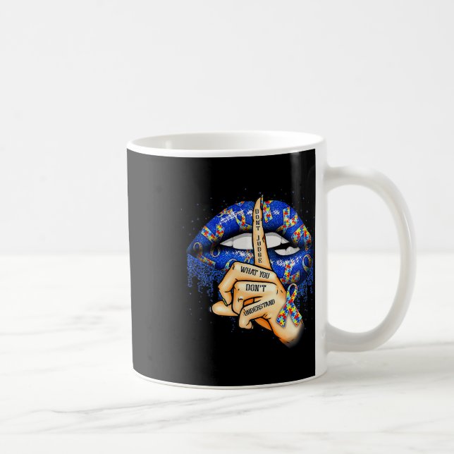 Caneca De Café Lábios de Consciência do Autismo (Direita)