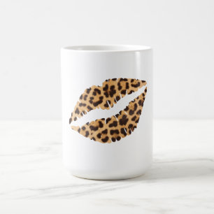 Caneca De Café Lábios de Impressão Animal Mug Leopardo Cheetah