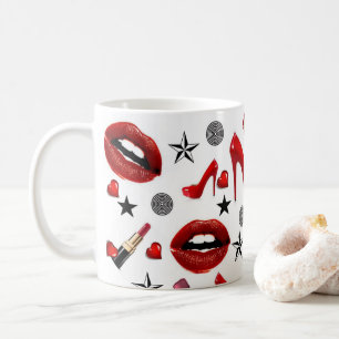 Caneca De Café Lábios de Lipstick vermelhos Heels